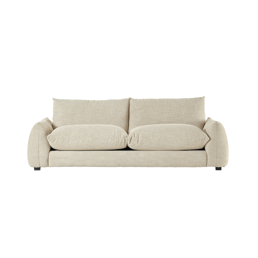 JACQUES - Gerades 3-Sitzer-Sofa aus beigem meliertem Strukturstoff
