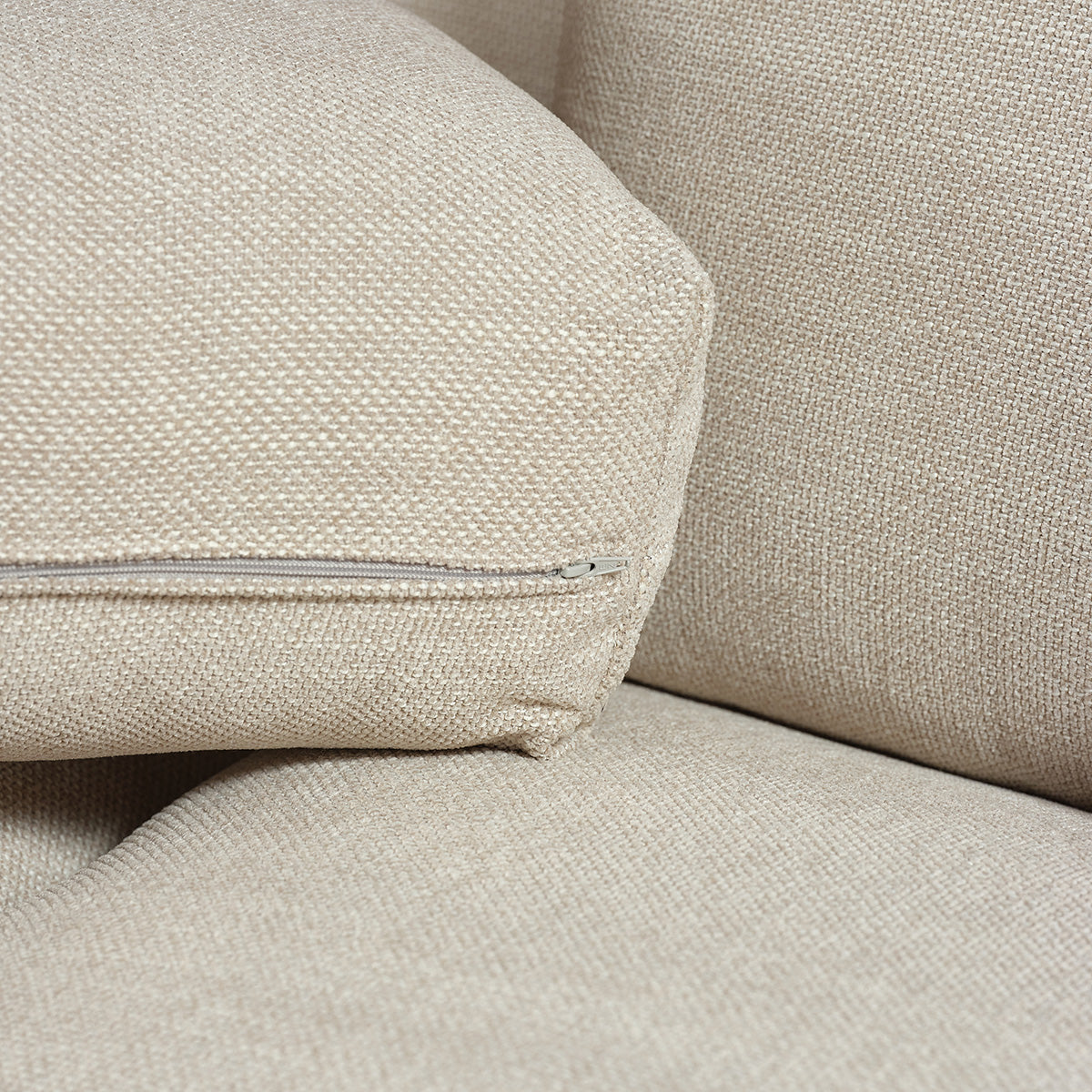 JACQUES - Gerades 3-Sitzer-Sofa aus beigem meliertem Strukturstoff