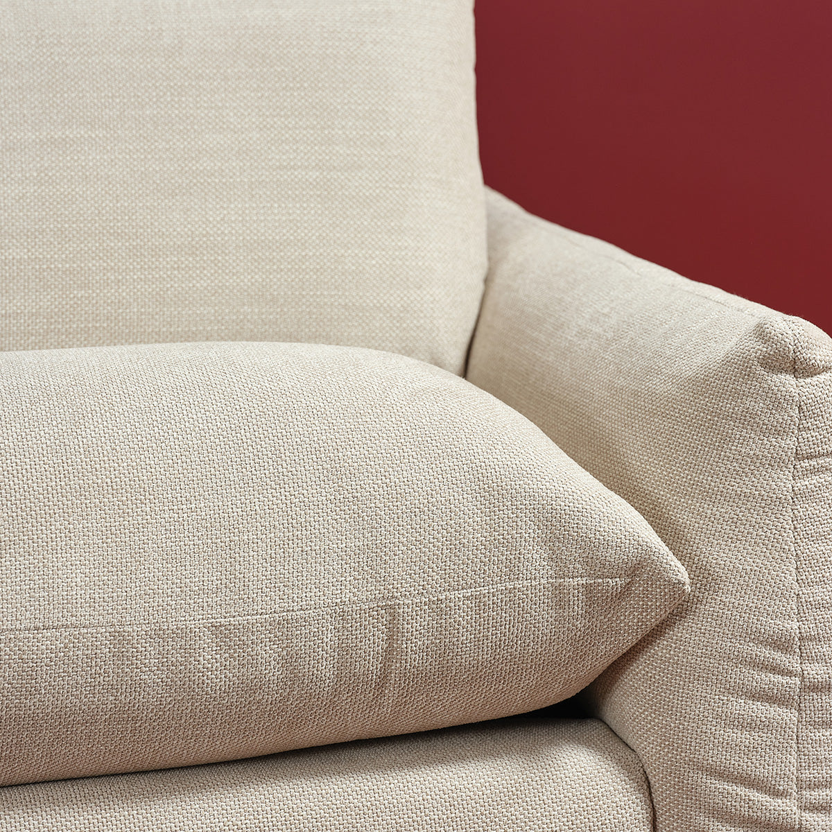 JACQUES - Gerades 3-Sitzer-Sofa aus beigem meliertem Strukturstoff