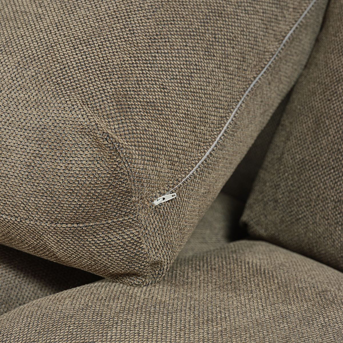 JACQUES - Gerades 3-Sitzer-Sofa aus khakifarbenem meliertem Strukturstoff