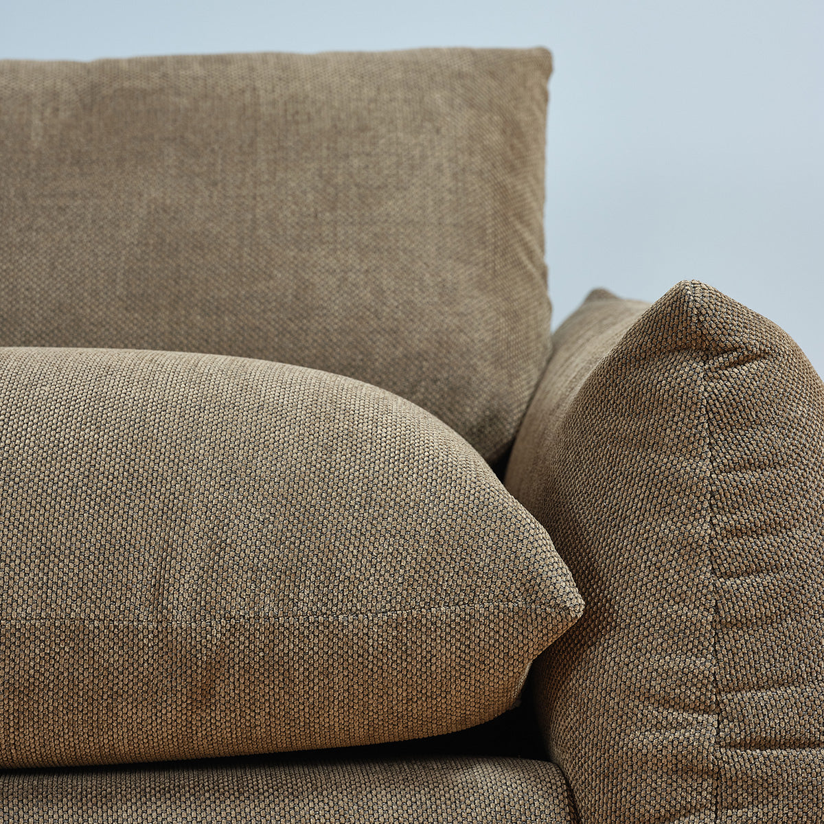 JACQUES - Gerades 3-Sitzer-Sofa aus khakifarbenem meliertem Strukturstoff