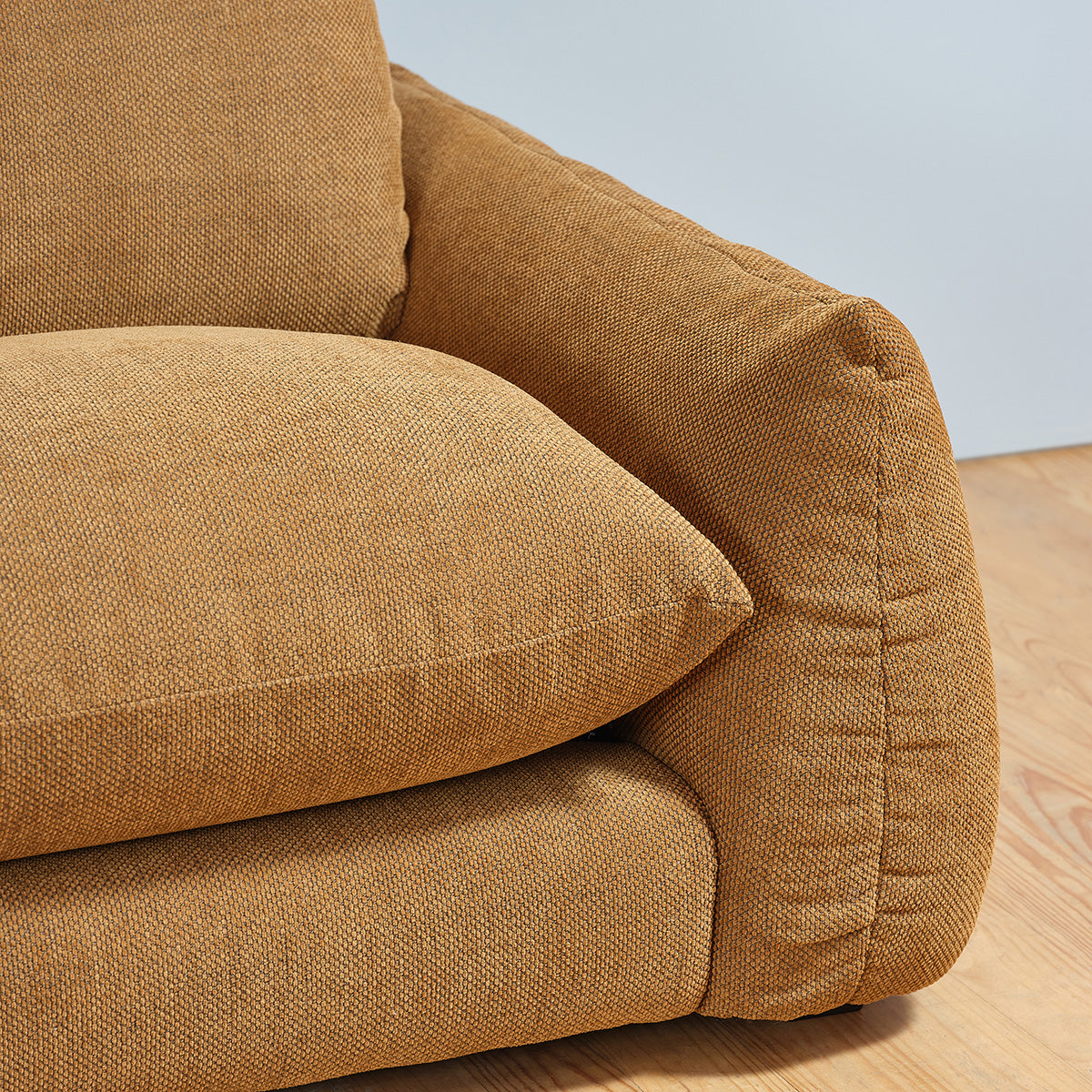 JACQUES - Gerades 3-Sitzer-Sofa aus bronzefarbenem meliertem Strukturstoff