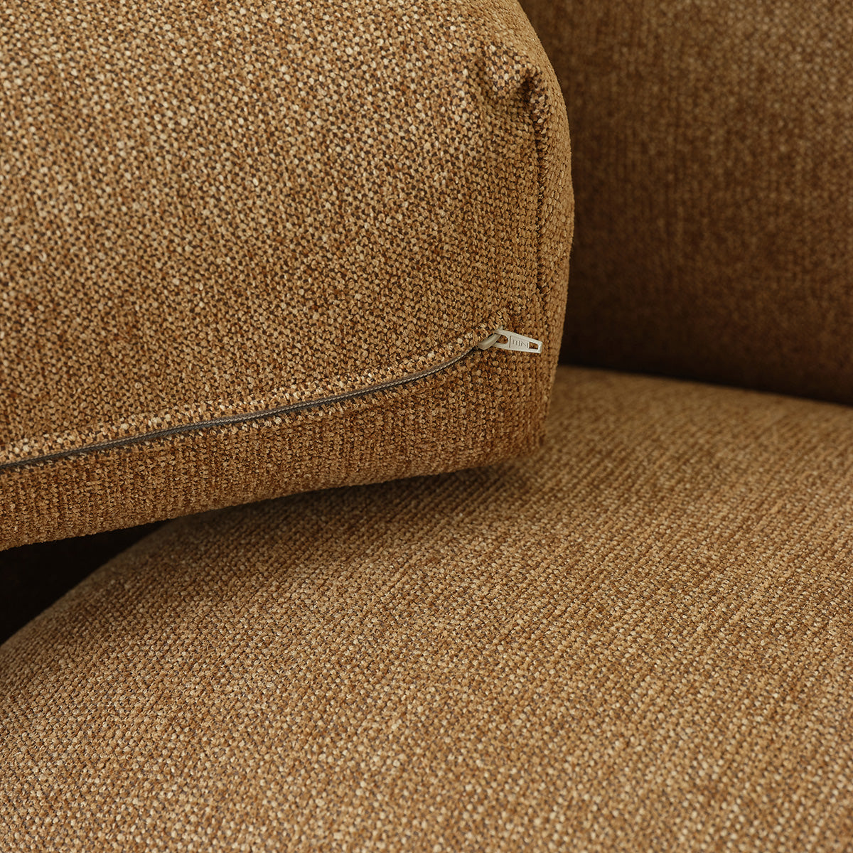 JACQUES - Gerades 3-Sitzer-Sofa aus hellbraunem meliertem Strukturstoff