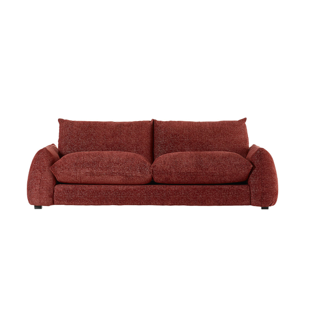 JACQUES - Gerades 3-Sitzer-Sofa aus weinrot meliertem Chenille