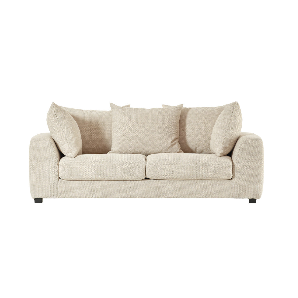 EDMOND - Gerades 3-Sitzer-Sofa aus meliertem, beigem Strukturstoff