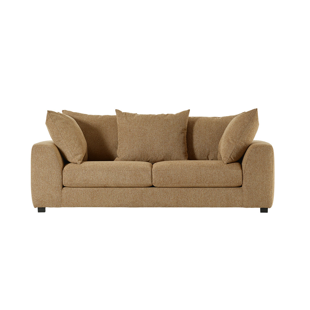 EDMOND - Gerades 3-Sitzer-Sofa aus meliertem, hellbraunem Strukturstoff