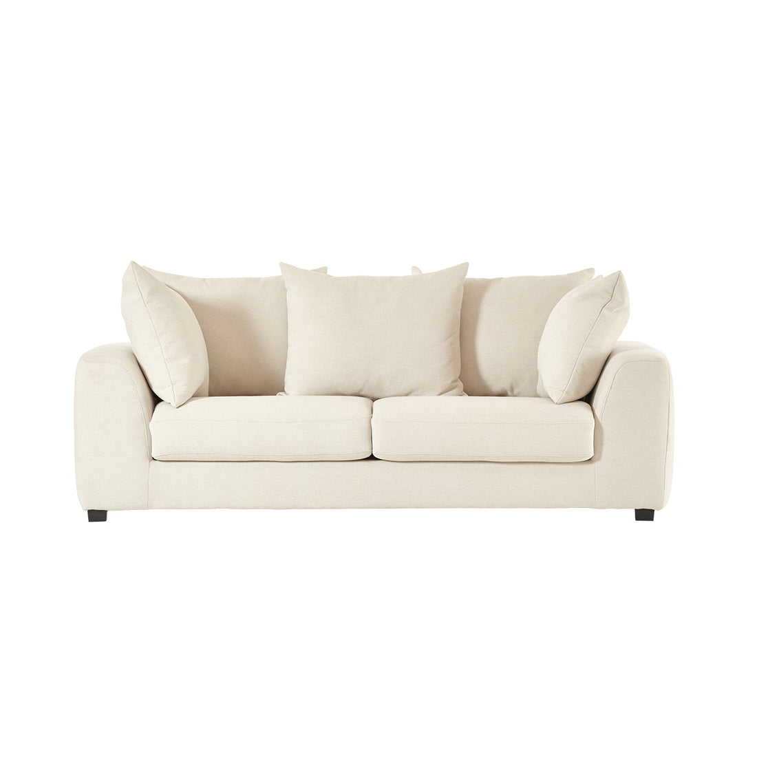 EDMOND - 3-Sitzer-Schlafsofa aus ecrufarbenem Stoff in Leinenoptik