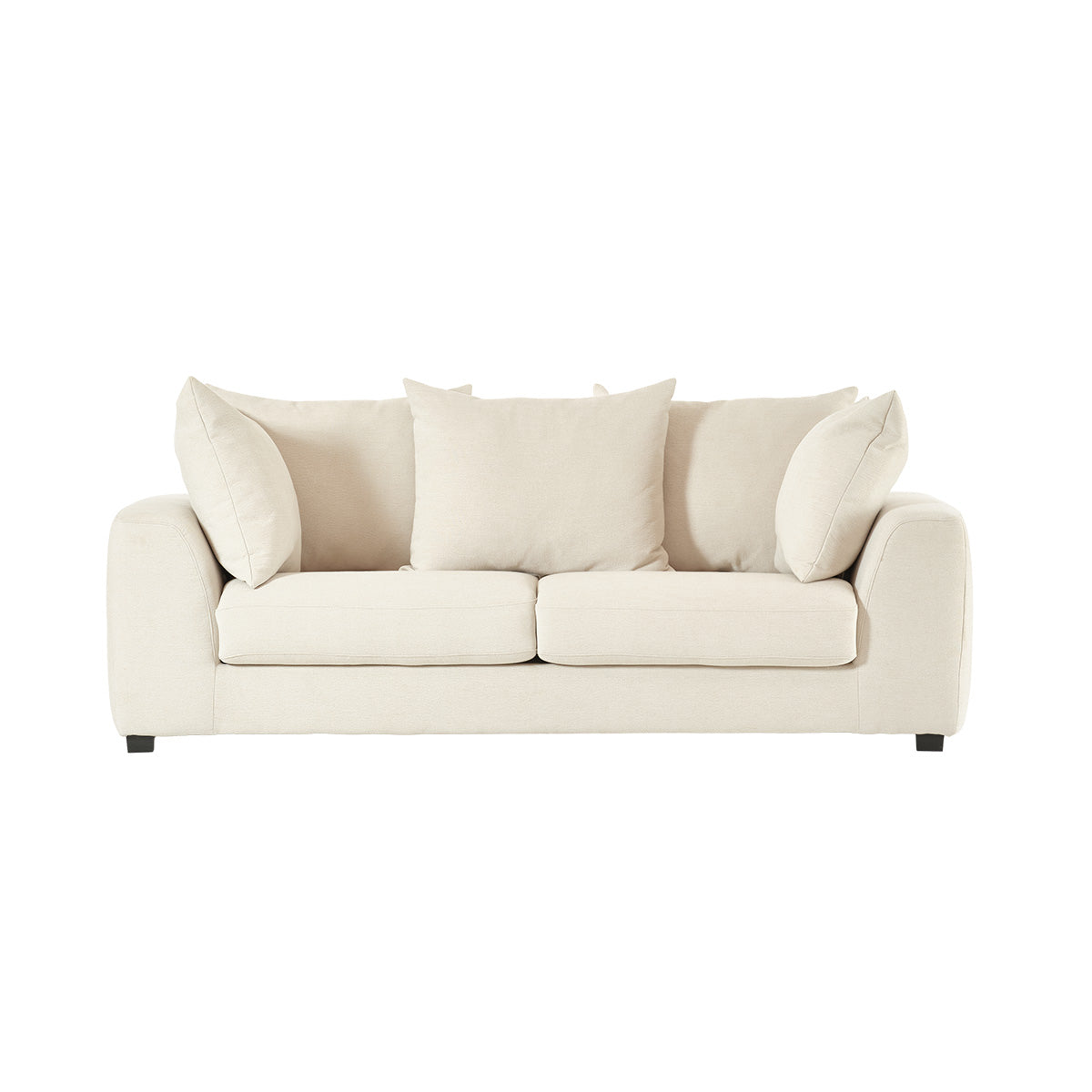 EDMOND - Gerades 3-Sitzer-Sofa mit Liegefunktion aus ecrufarbenem Stoff in Leinenoptik