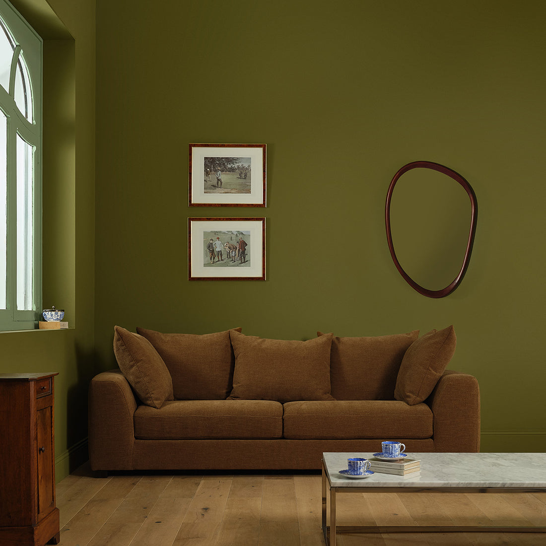 EDMOND - Gerades 4-Sitzer-Rechtssofa aus bronzefarbenem Stoff in Leinenoptik