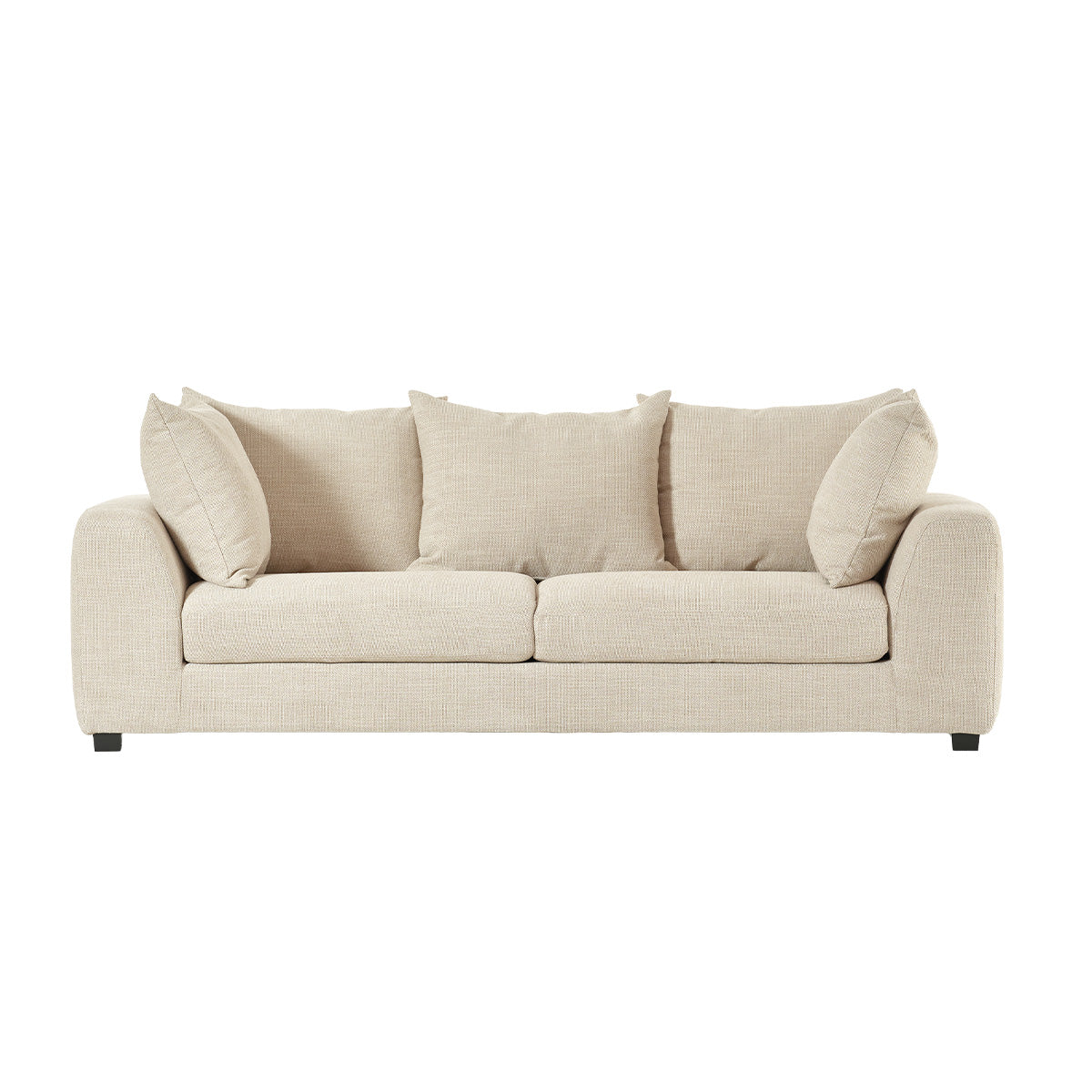 EDMOND - Gerades 4-Sitzer-Rechtssofa aus beige meliertem Strukturstoff