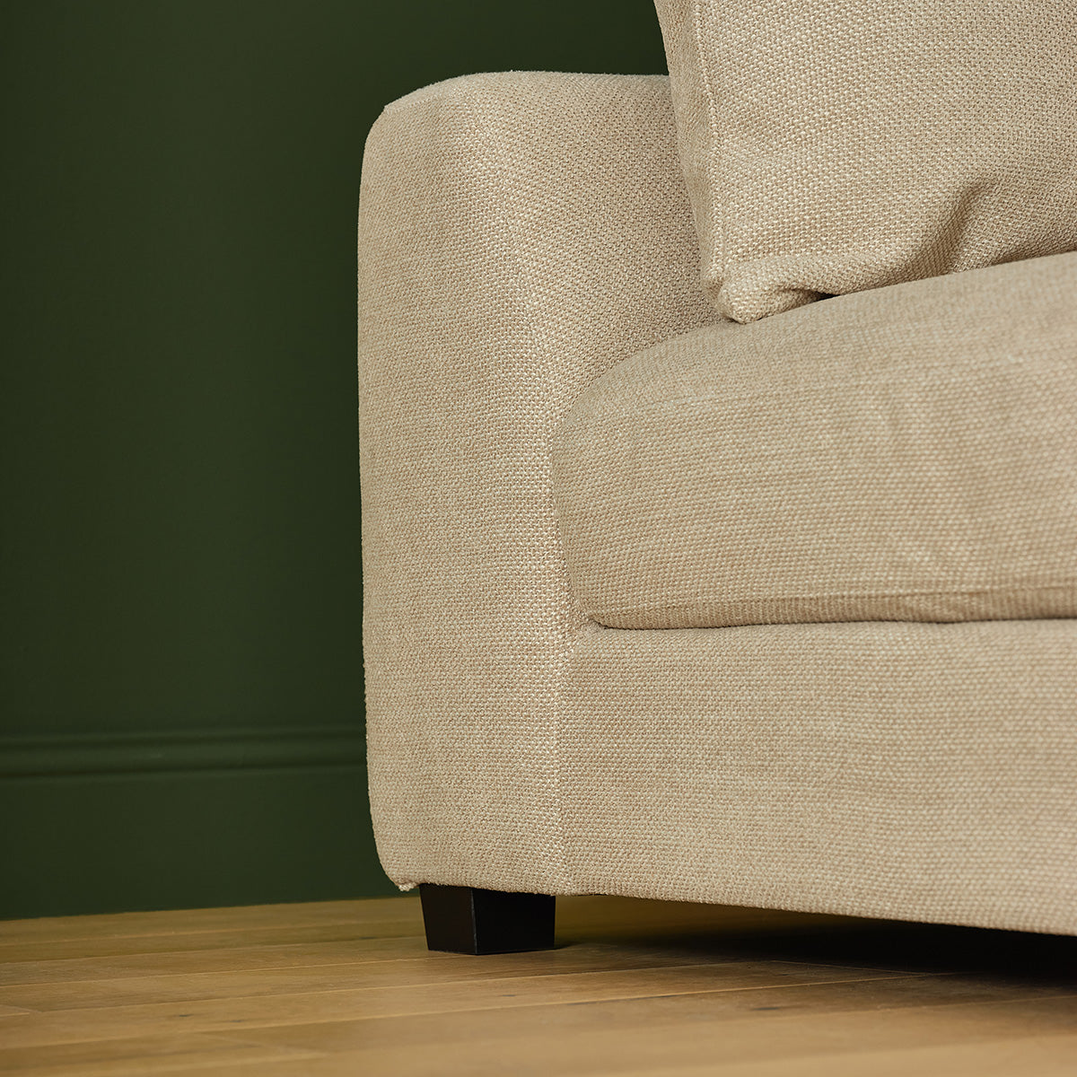 EDMOND - Gerades 4-Sitzer-Rechtssofa aus beige meliertem Strukturstoff