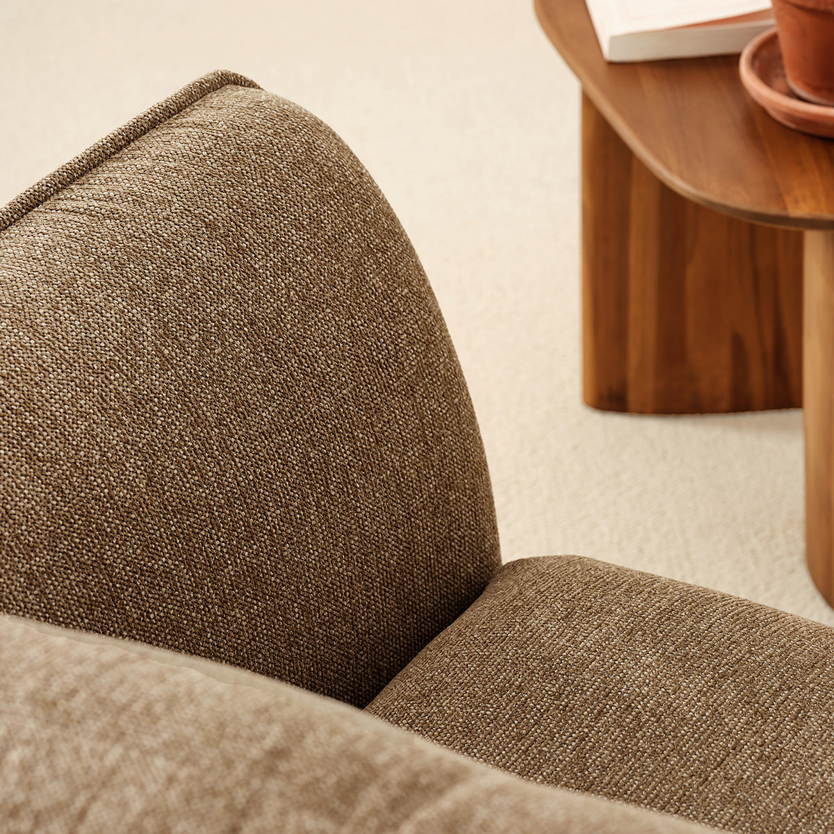LEOPOLD - Modulares Ecksofa aus hellbraunem, strukturiertem Stoff