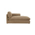 Modulares Chaiselongue (links) aus hellbraunem, strukturiertem Stoff