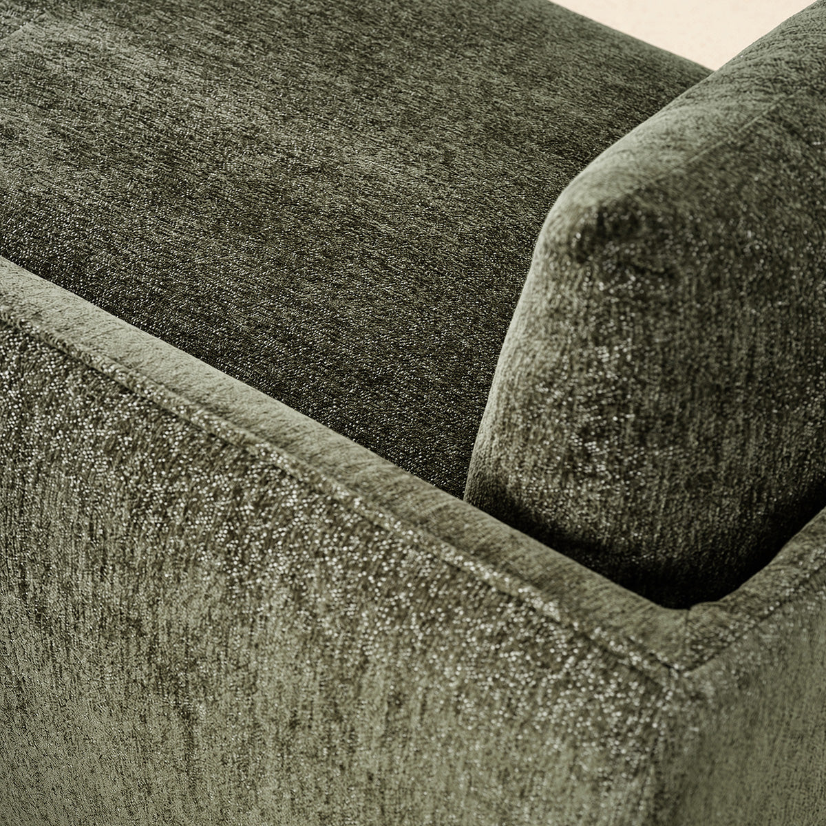 LEOPOLD - Modulares, gerades Tagesbett aus grün meliertem Chenille-Stoff