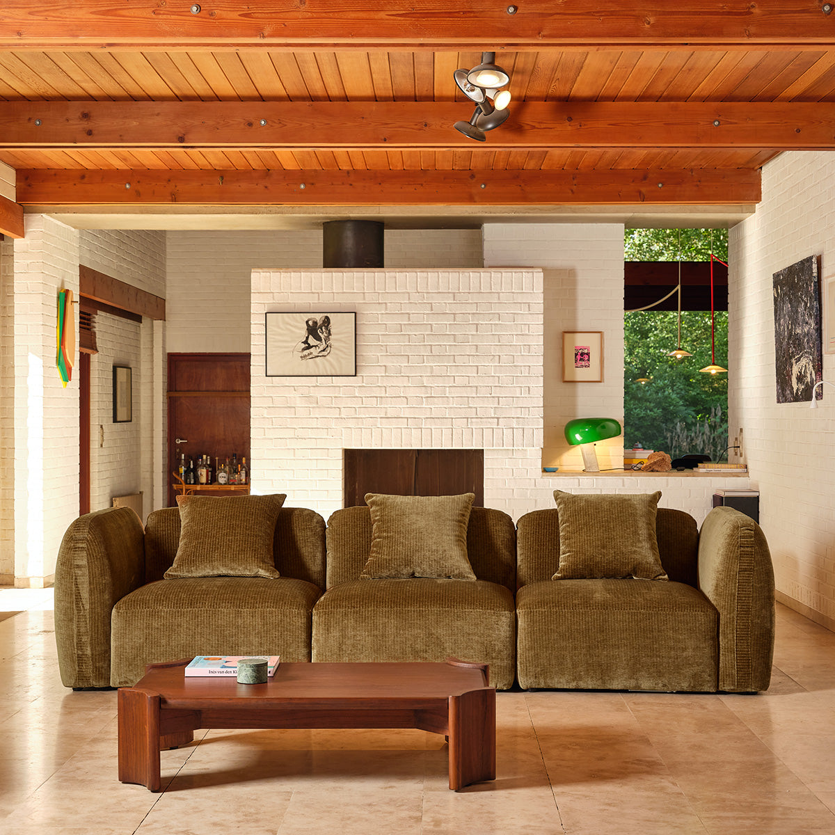 PABLO - Modulares 3-Sitzer-Sofa aus bronzefarbenem Samt