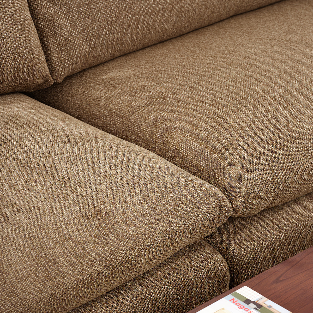 LEOPOLD - Modulares 3-Sitzer-Sofa aus hellbraunem, strukturiertem Stoff