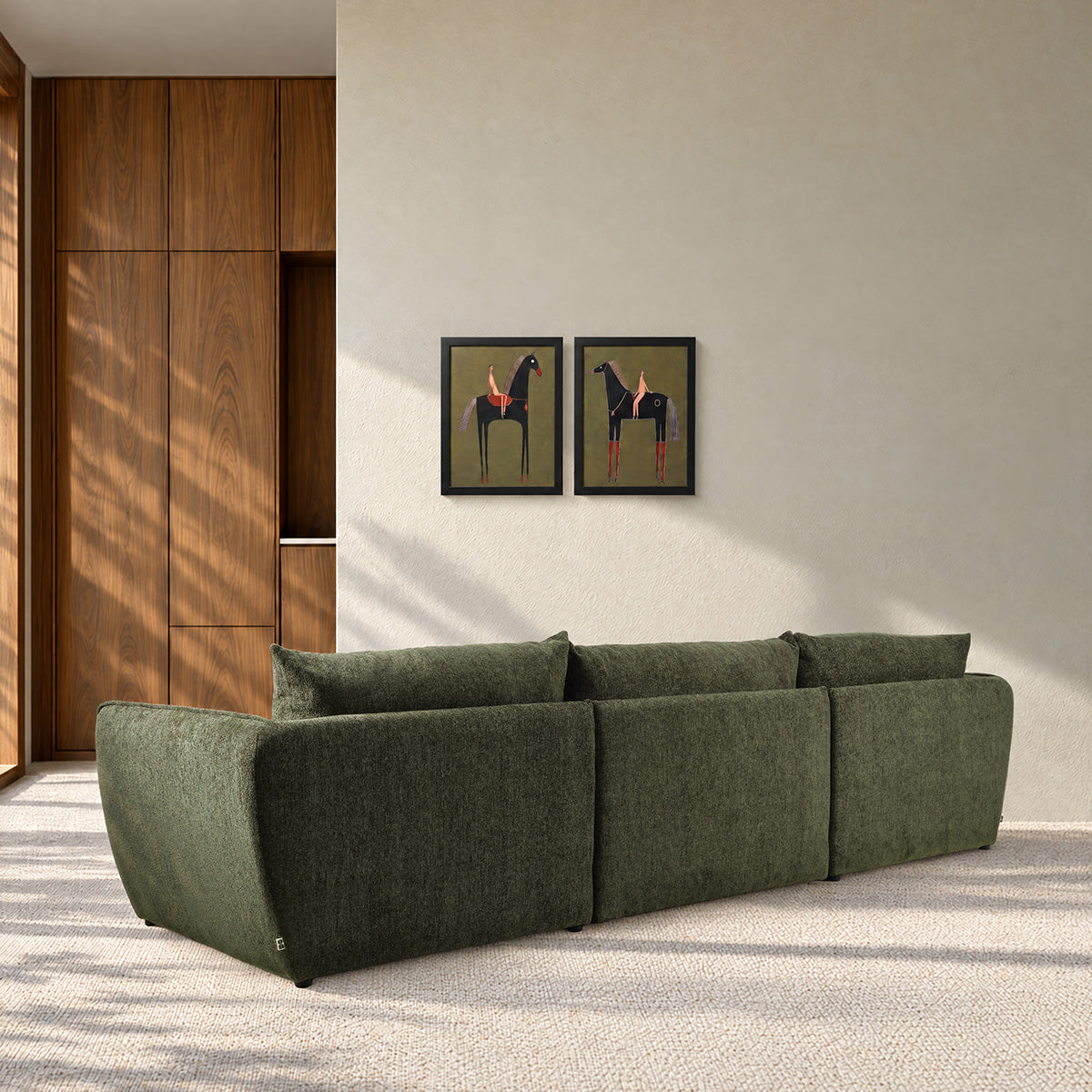 LEOPOLD - Modulares 3-Sitzer-Sofa aus grün meliertem Chenille-Stoff