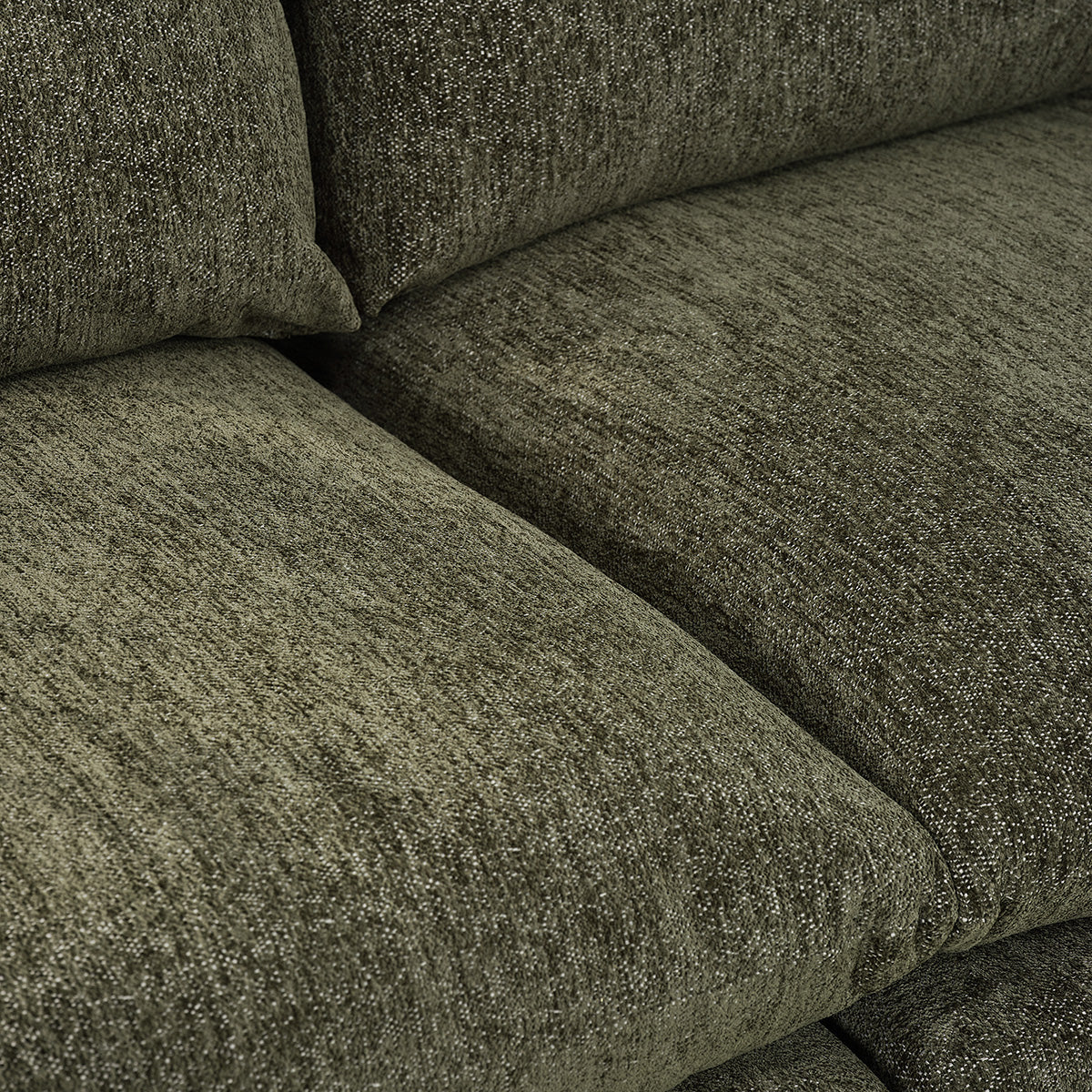 LEOPOLD - Modulares 3-Sitzer-Sofa aus grün meliertem Chenille-Stoff