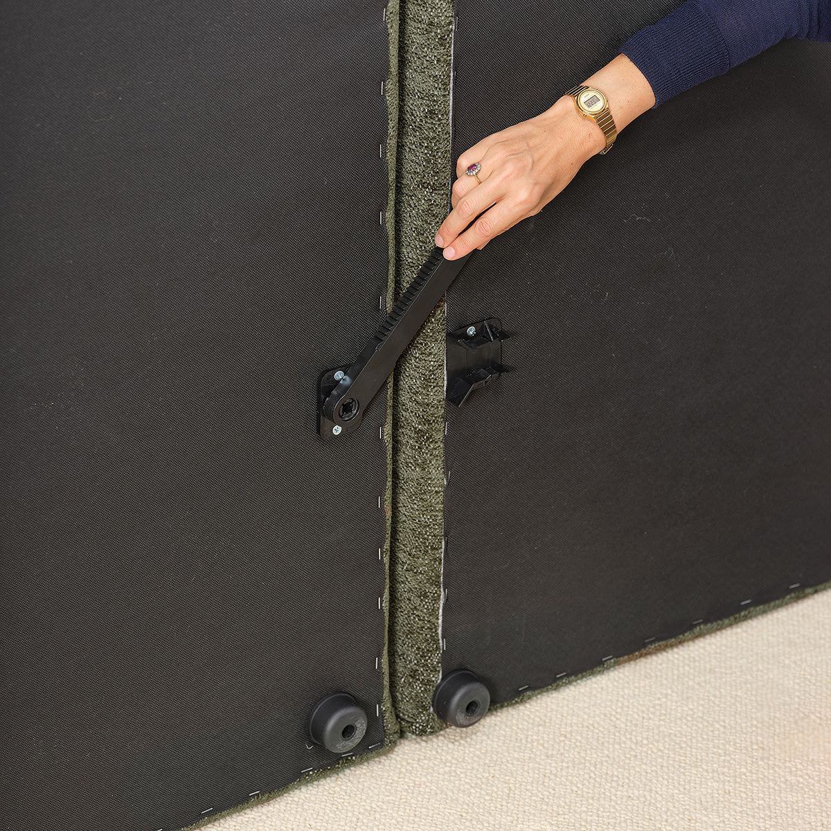LEOPOLD - Modulares 3-Sitzer-Sofa aus grün meliertem Chenille-Stoff