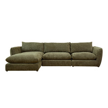 Modulares 3-Sitzer-Sofa aus grün meliertem Chenille-Stoff – linke Chaiselongue