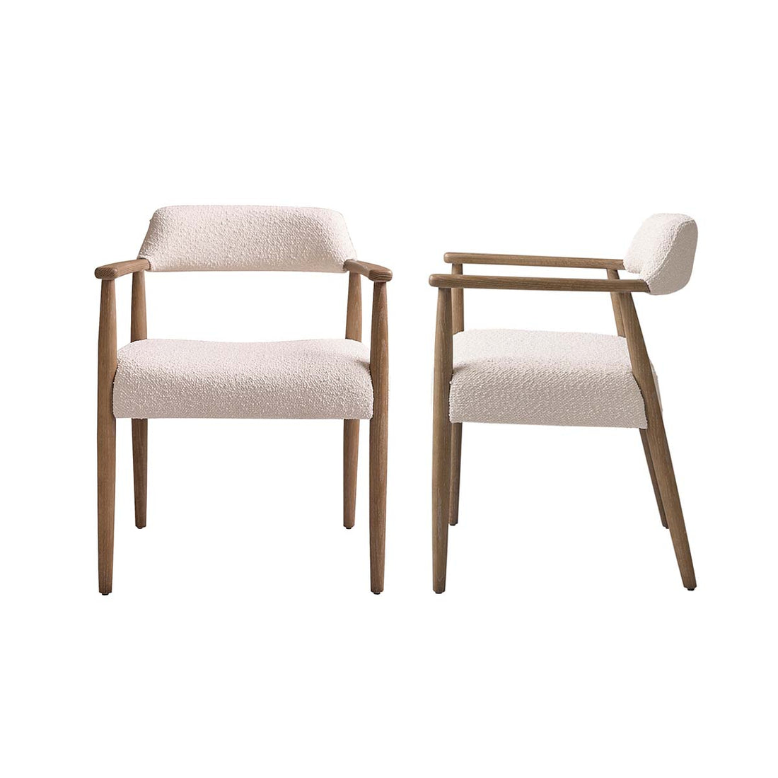 LUISA - Set aus 2 Stühlen aus Eichenholz und Bouclé-Stoff