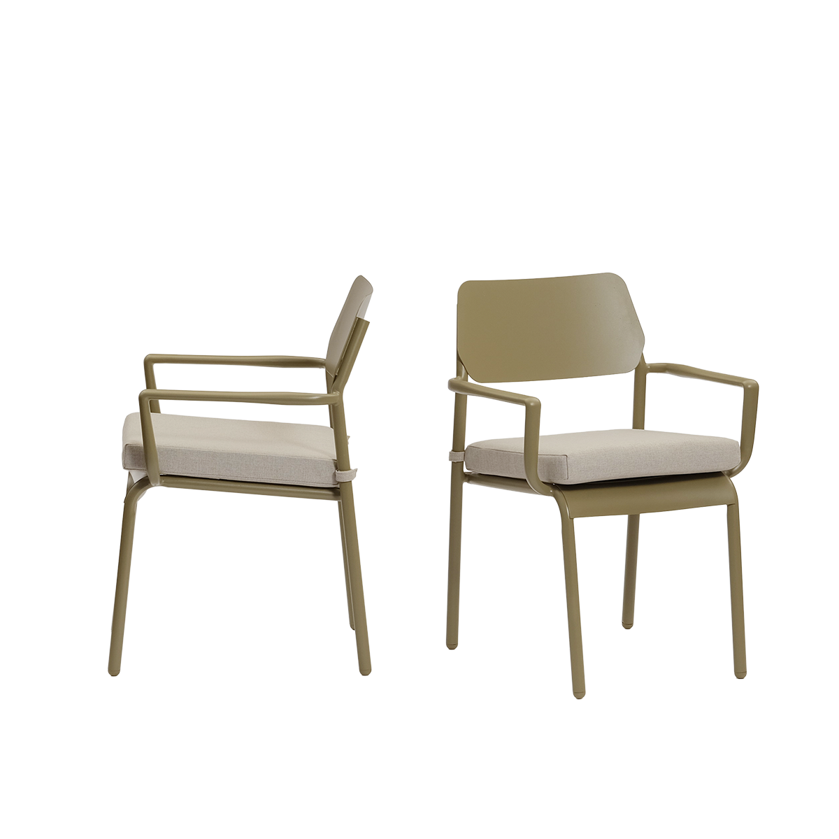 SARO - Gartenstuhl aus Aluminium und beige meliertem Stoff (2er-Set)