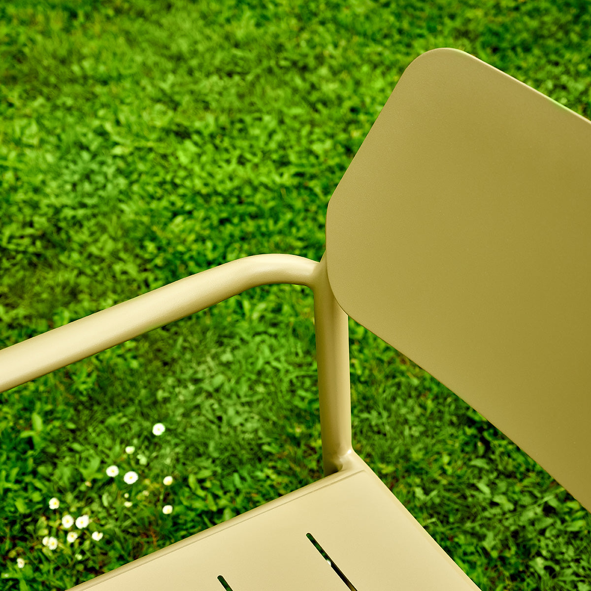 SARO - Gartenstuhl aus Aluminium und beige meliertem Stoff (2er-Set)