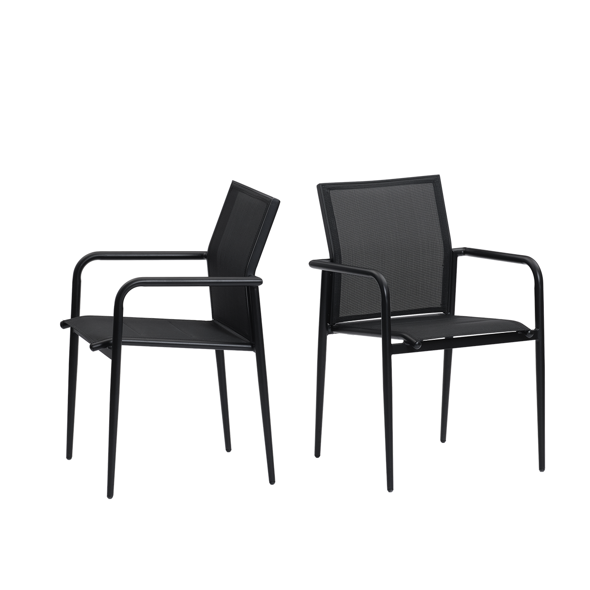 BASALT - Gartenstuhl aus Aluminium und mattschwarzem Textilene (2er-Set)