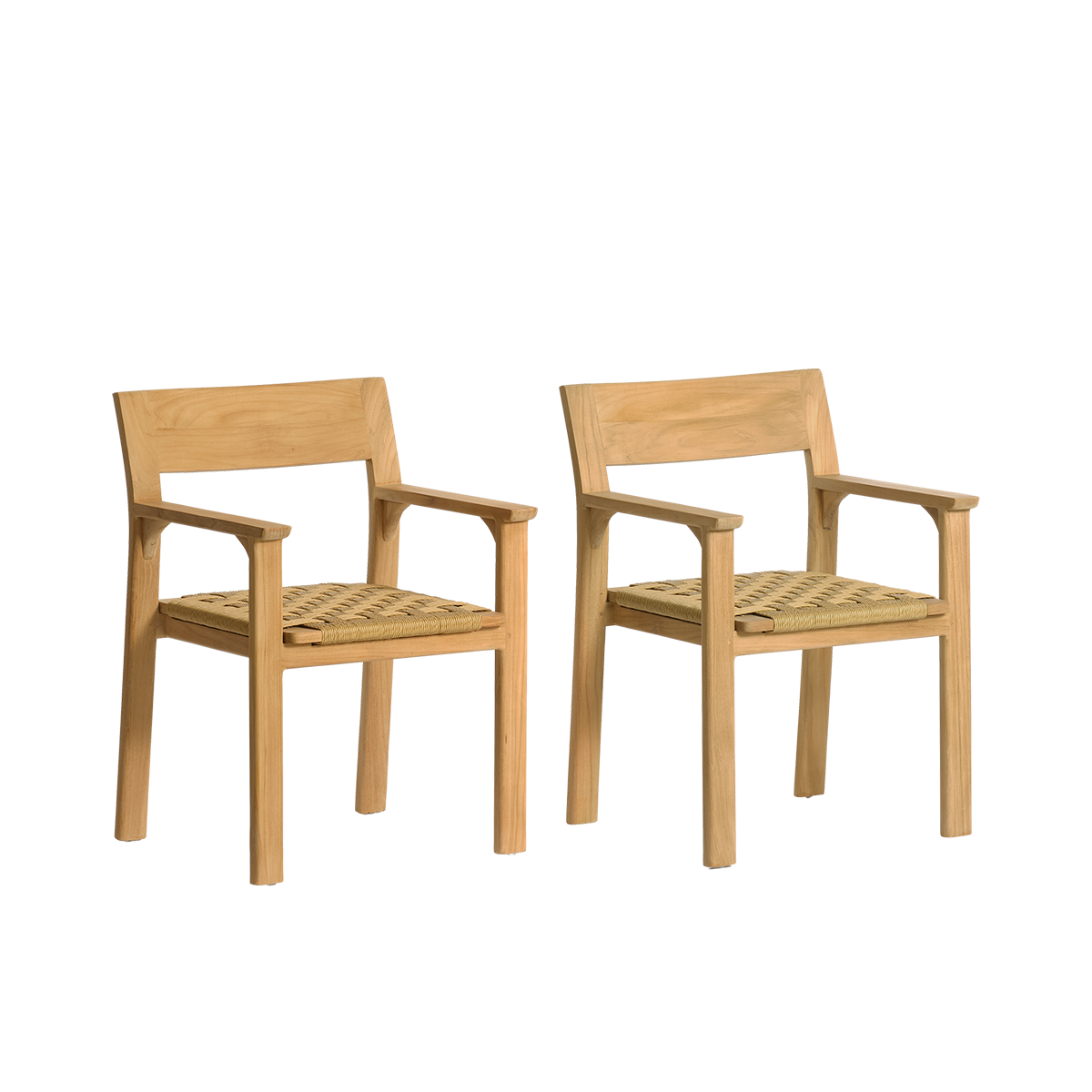 PIANA - Gartensessel aus massivem Teakholz und Rattan (2er-Set)