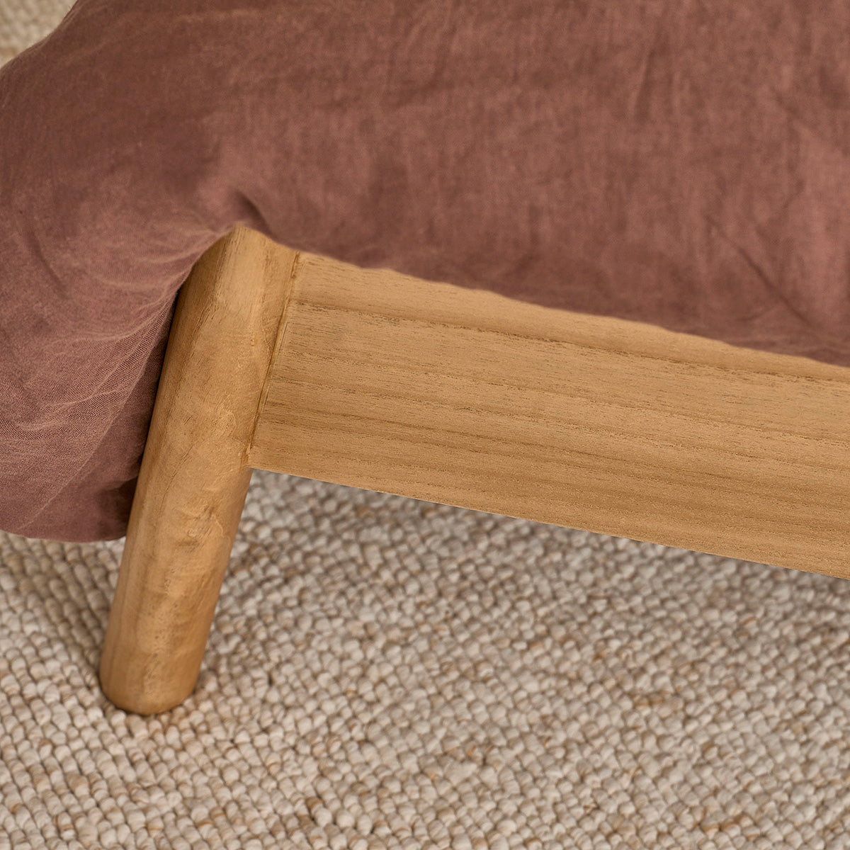 NINA - Bett aus Mindi-Holz und Rohrgeflecht, 160 cm, mit Lattenrost