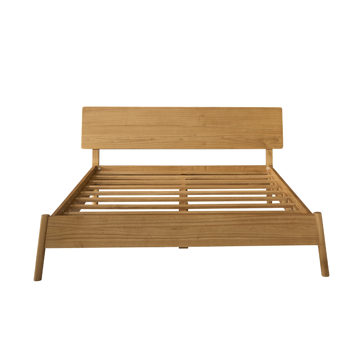 MAIA - Holzbett aus Mindi-Holz mit Walnuss-Finish, 160 cm, mit Lattenrost