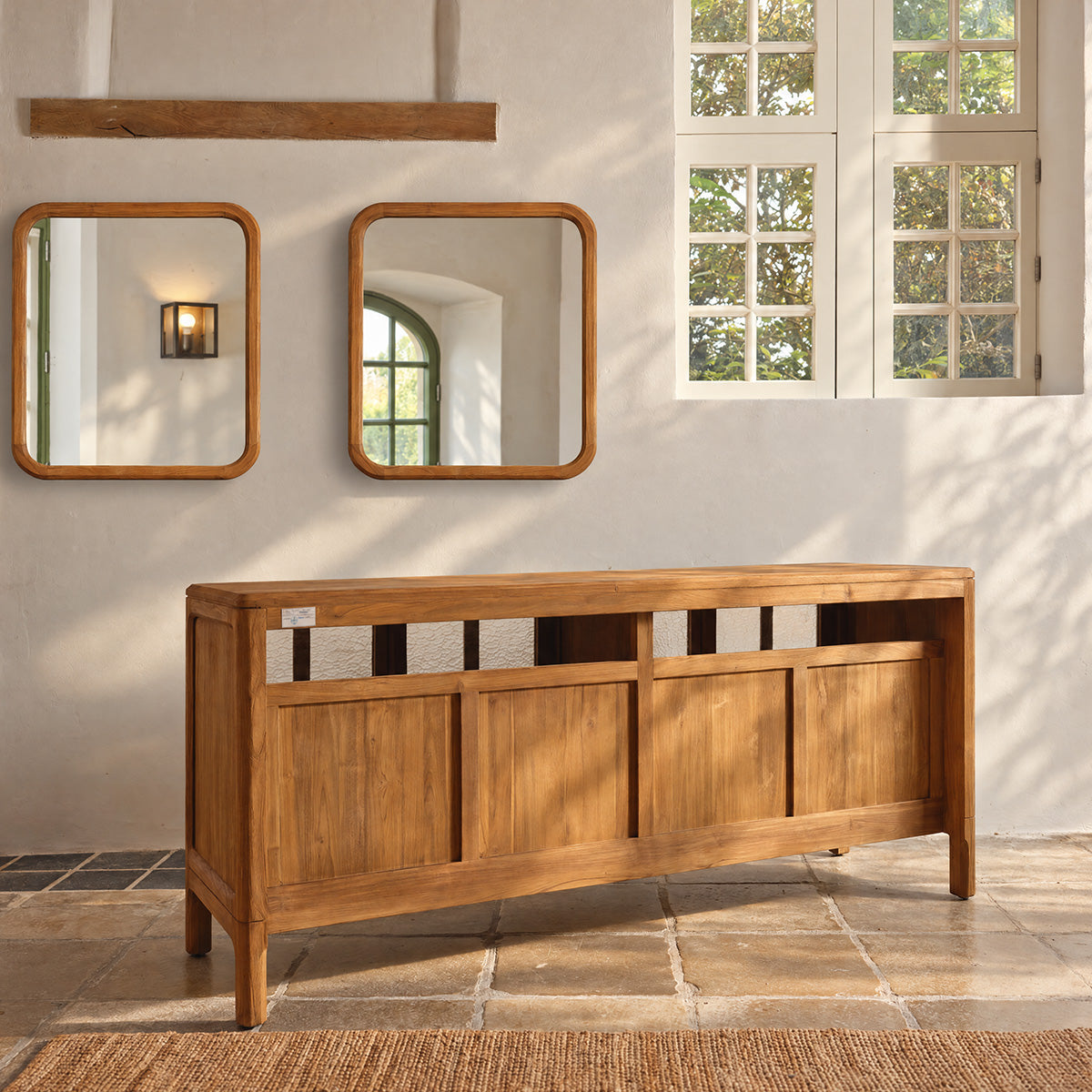 VELDE - Waschtischunterschrank aus recyceltem Teakholz, 180 cm
