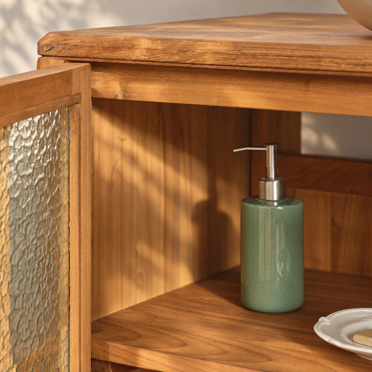 VELDE - Waschtischunterschrank aus recyceltem Teakholz, 180 cm