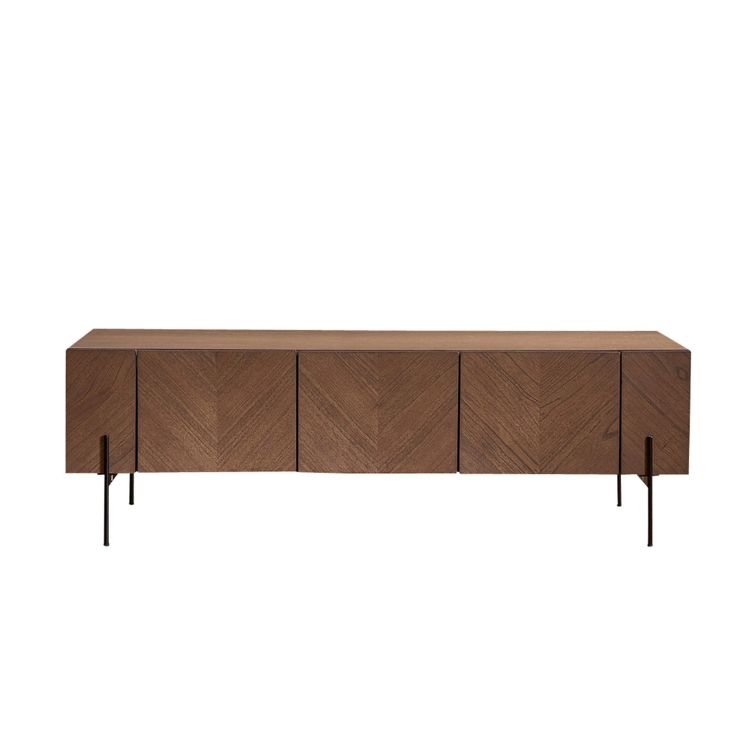 CALIX - TV-Möbel aus massivem Mindi mit Metallfüßen 160 cm