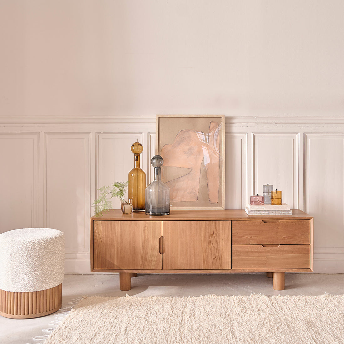 GUSTAVE - TV-Möbel aus massivem Teakholz 150 cm GUSTAVE
