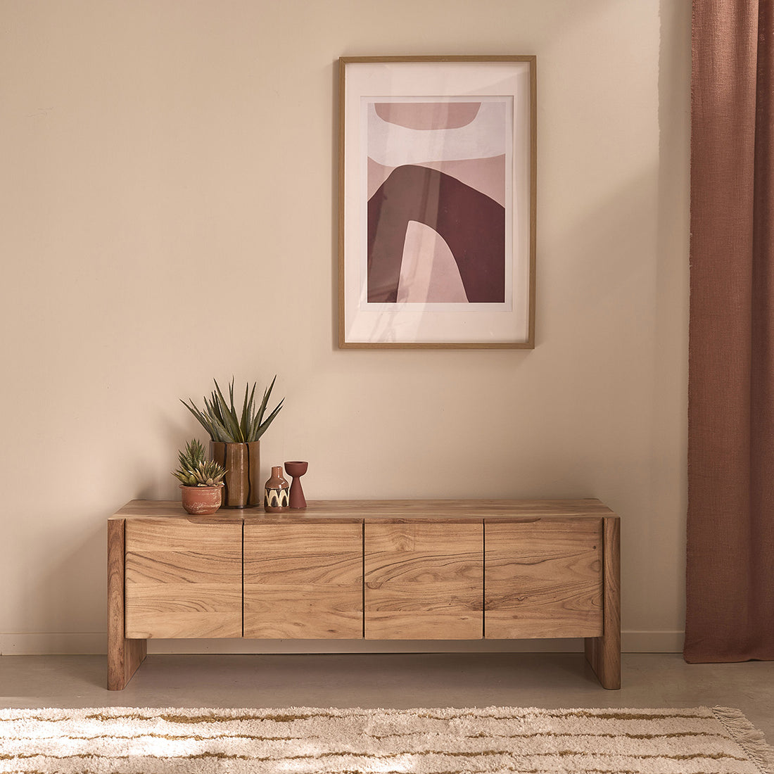 CALI - TV-Möbel aus massivem Akazienholz, 150 cm