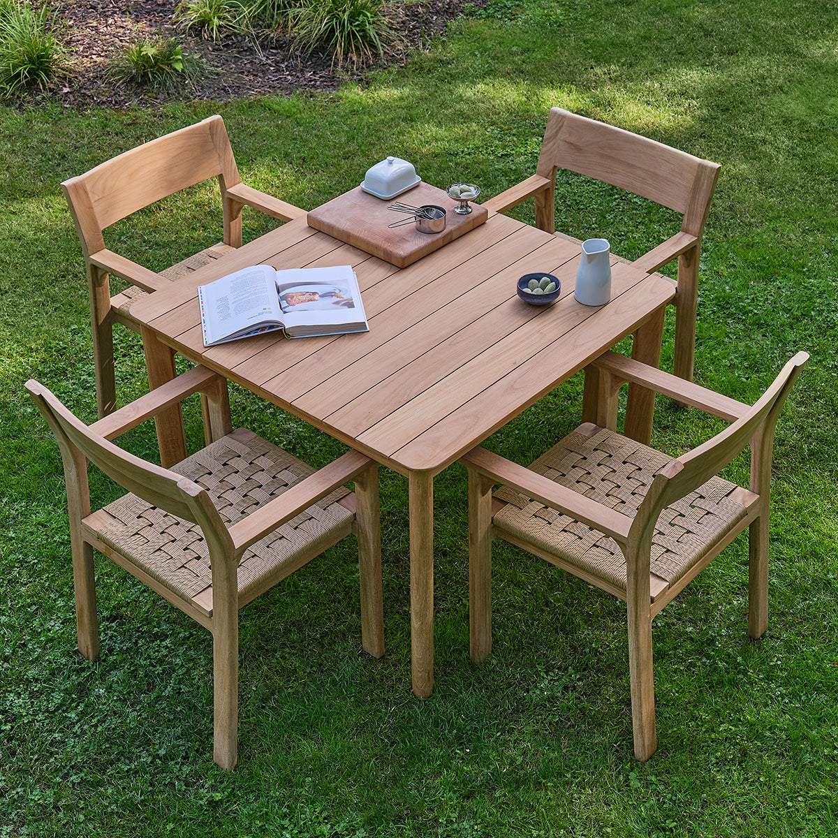 PIANA - Gartenmöbel aus massivem Teakholz und Rattan für 4 Personen