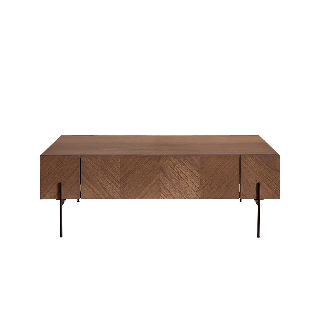 CALIX - Massiver Mindi Couchtisch mit Metallbeinen 120 cm