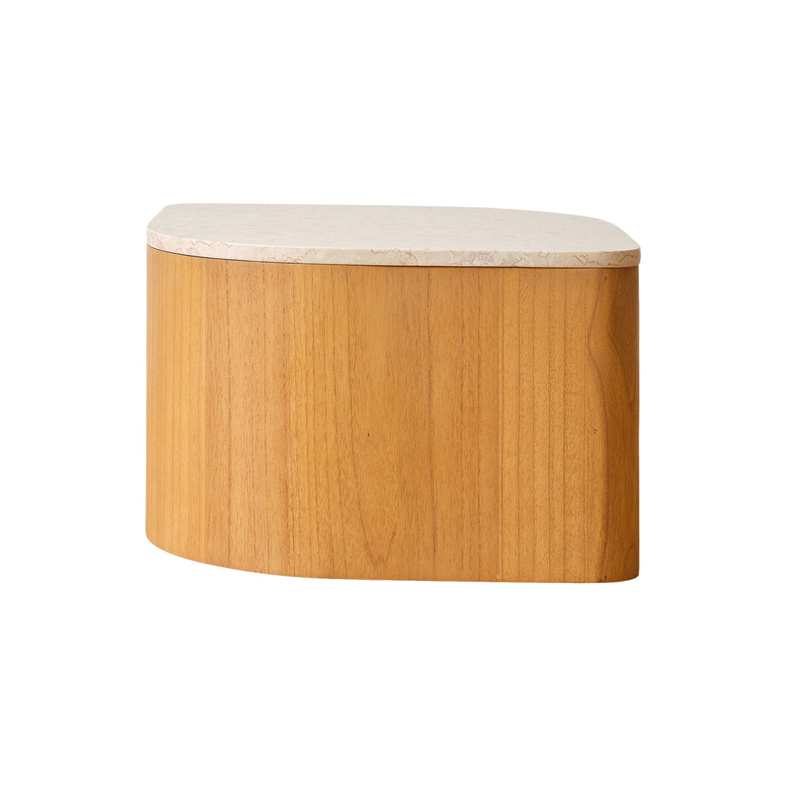 ADA - Couchtisch aus naturbelassenem Mindi-Massivholz und Marmor, 74,5 cm