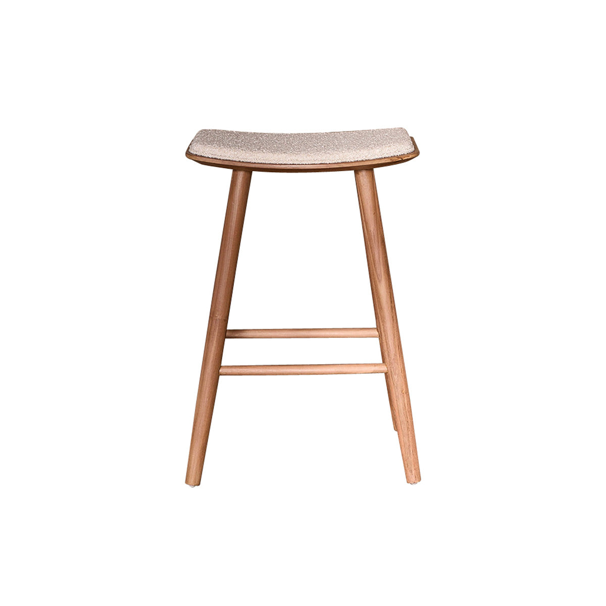 AMBRE - Barhocker aus massivem Teakholz und Bouclé-Sitz 65 cm