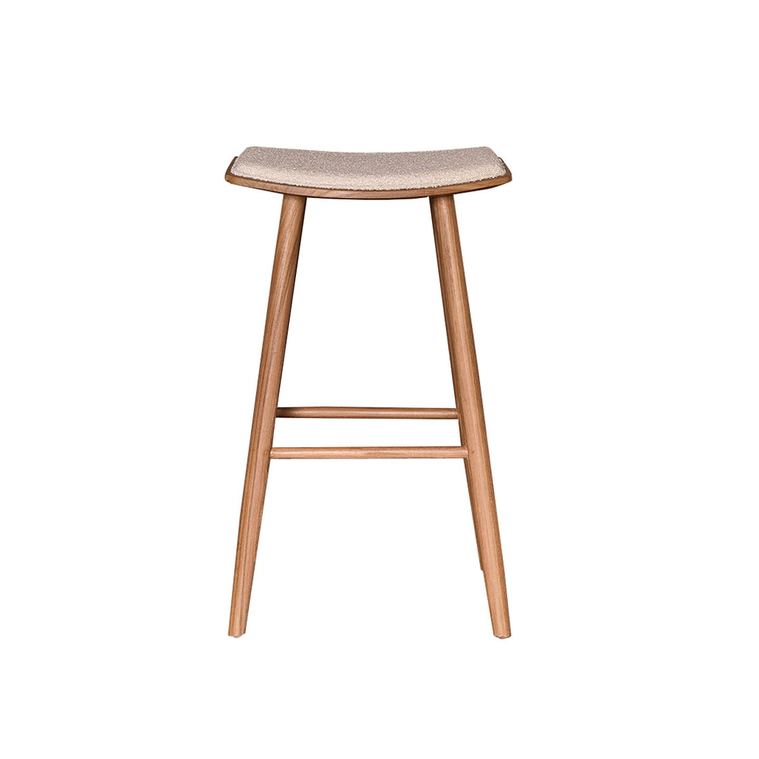 AMBRE - Barhocker aus massivem Teakholz Bouclé-Sitz 75 cm