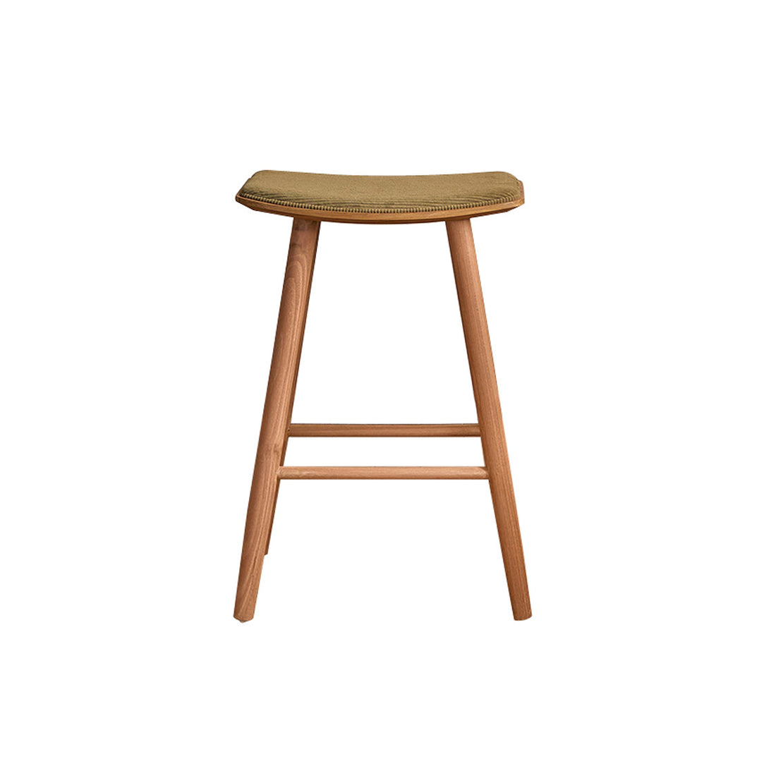 AMBRE - Barhocker aus massivem Teakholz und Sitzfläche aus Cord 65 cm