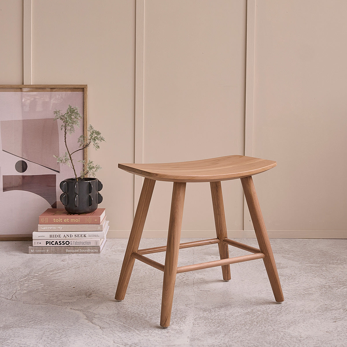 AMBRE - Hocker aus massivem Teakholz 45 cm
