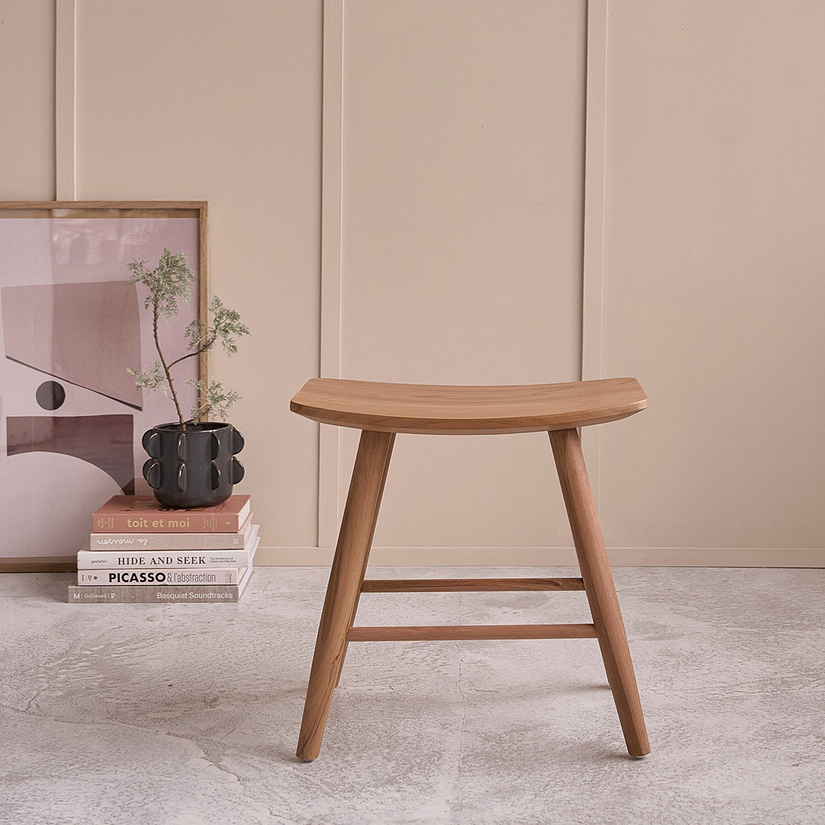 AMBRE - Hocker aus massivem Teakholz 45 cm