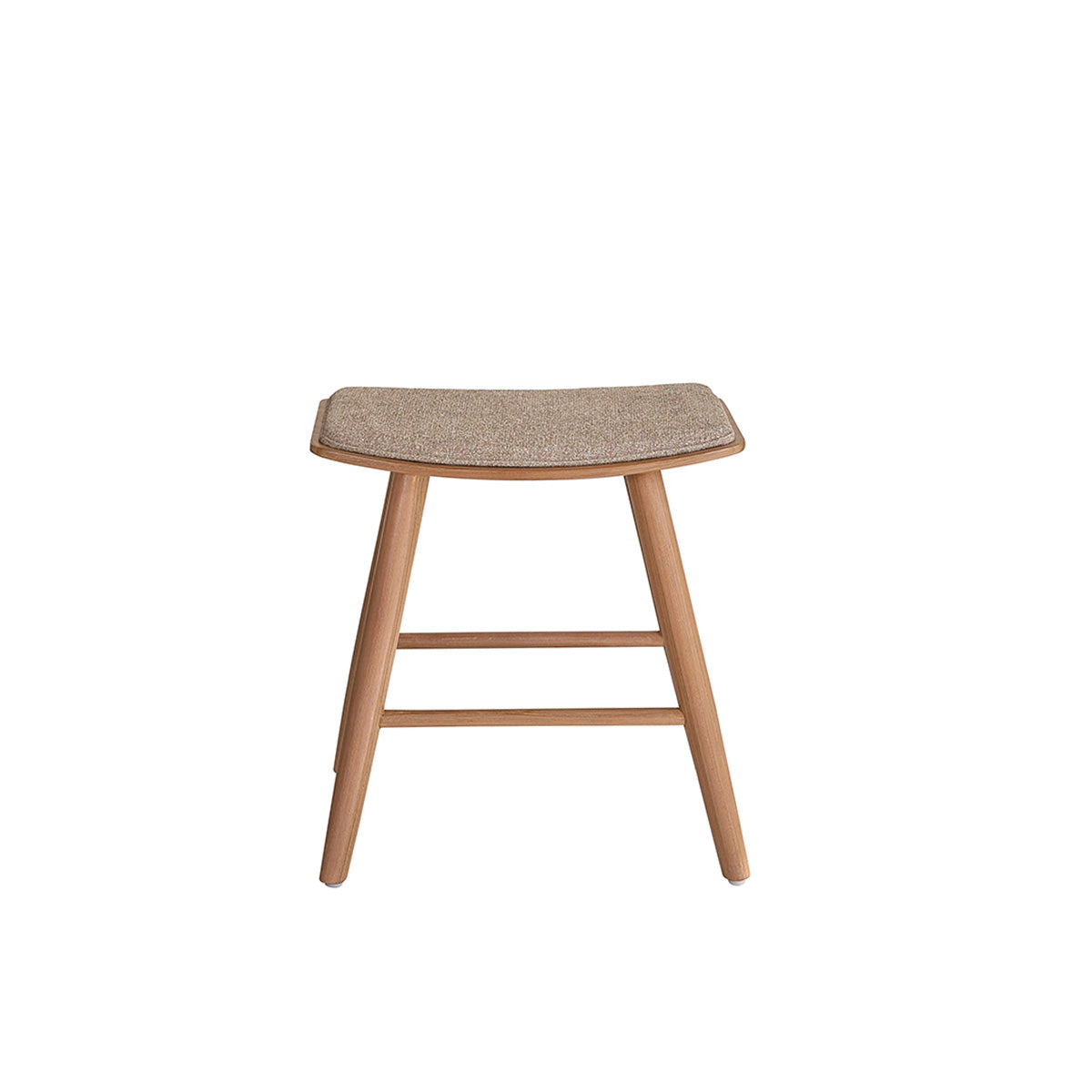 AMBRE - Barhocker aus massivem Teakholz und Greige-Samt 45 cm (Kombination aus Grau und Beige)