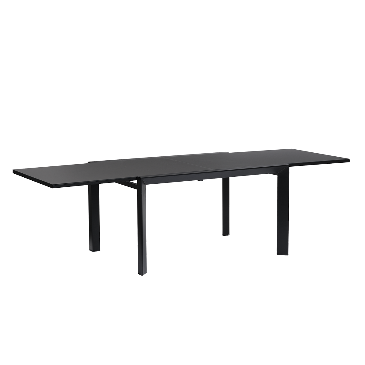 BASALT - Ausziehbarer Gartentisch aus Aluminium und Glas, schwarz, für 6–10 Personen