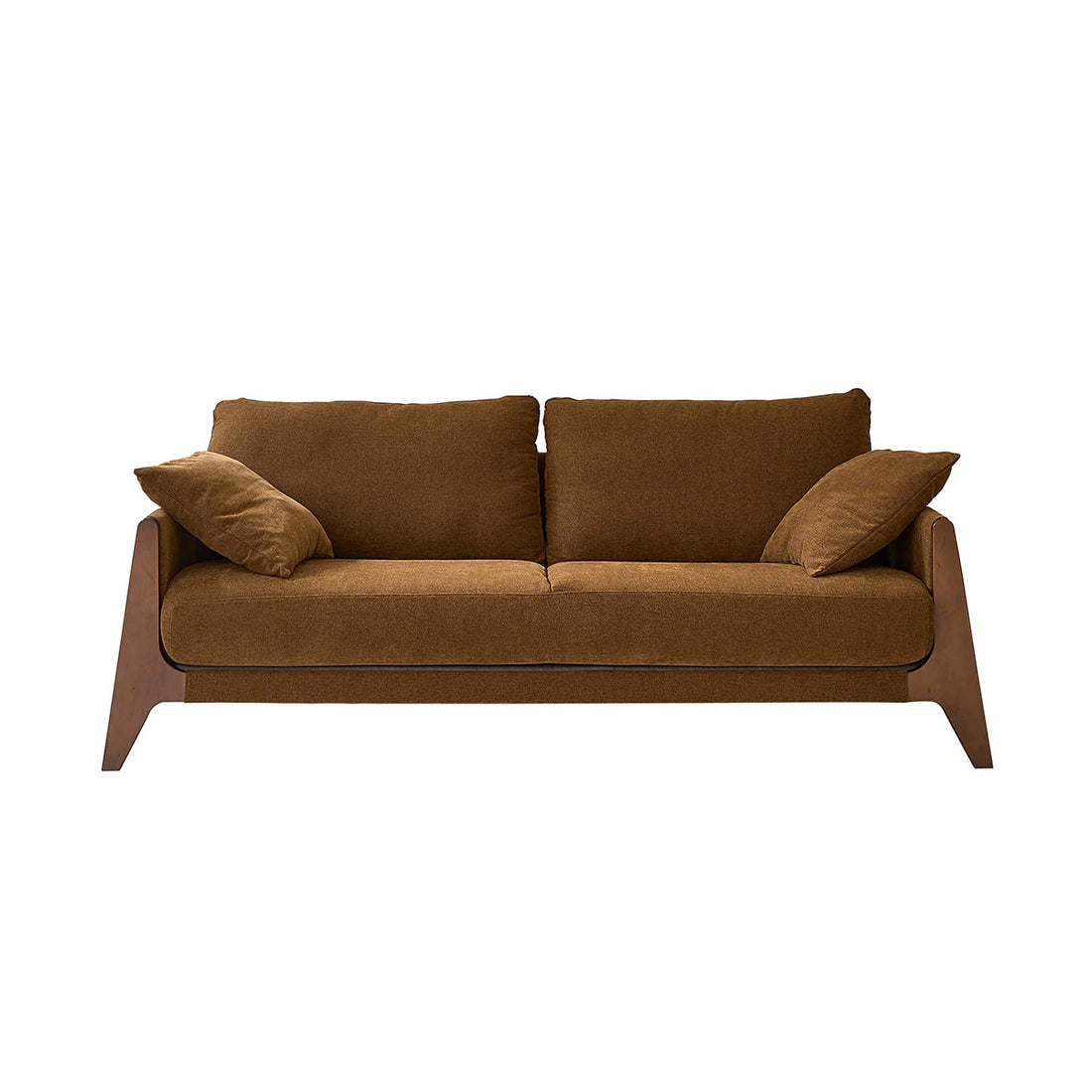 ONDINE - Gerades 3-Sitzer-Sofa aus Massivholz und bronzefarbenem Samtstoff