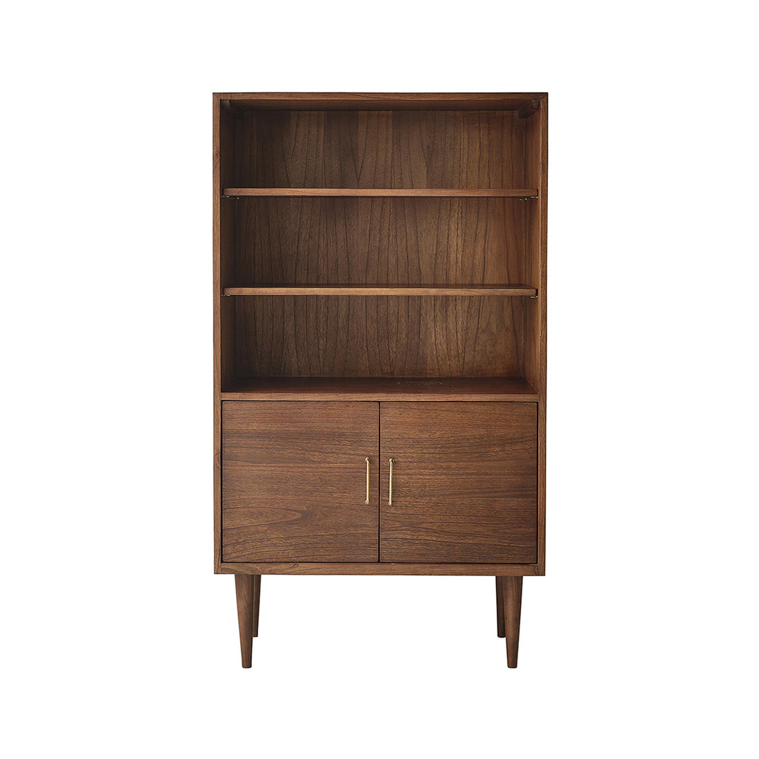 VINTAGE - Bücherregal aus massivem Mindi in Walnuss-Finish 85 cm