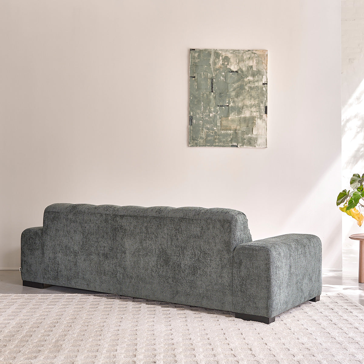 ALPHONSE - Gerades 4-Sitzer-Sofa aus grünem, gewebtem Samt