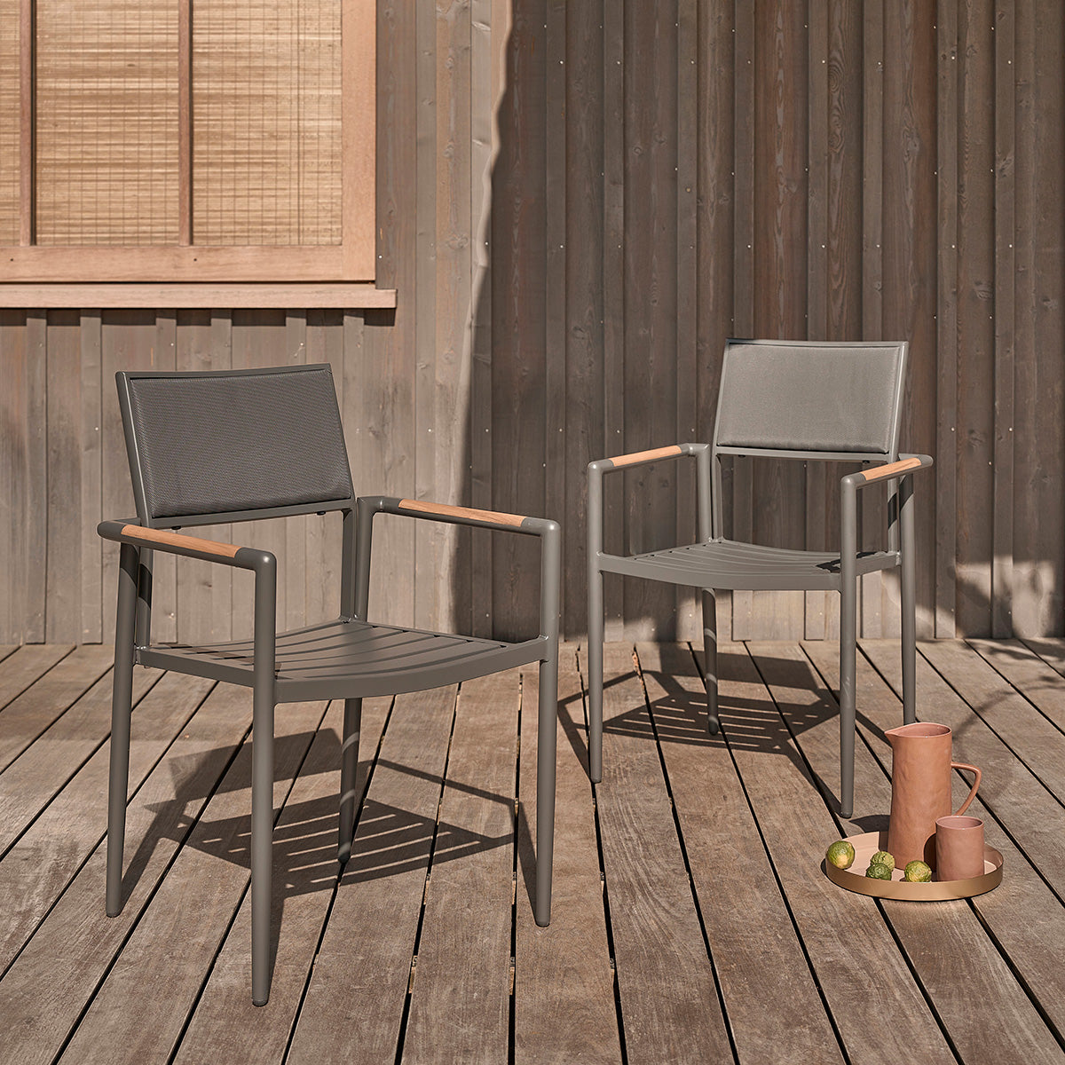 SIENA - Fauteuil de jardin en teck massif et aluminium (lot de 2)